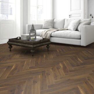 Fusion Premium Coffee Oak Grey Herringbone 12mm Laminate Flooring