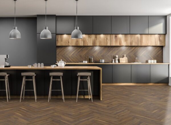 Fusion Premium Coffee Oak Grey Herringbone 12mm Laminate Flooring - Image 5