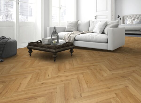 Fusion Premium Oak Robust Natural Herringbone 12mm Laminate Flooring