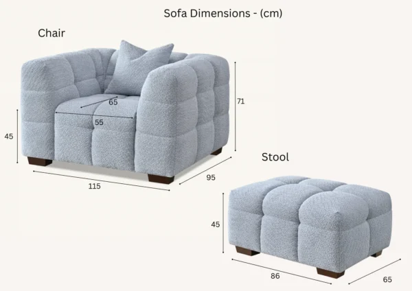 Aluxo Tribeca Sofa Range in Pearl Boucle Fabric - Image 12