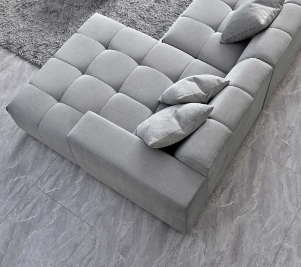 Aluxo Leonard Boucle Corner Sofa in Cloudy Grey - Image 2