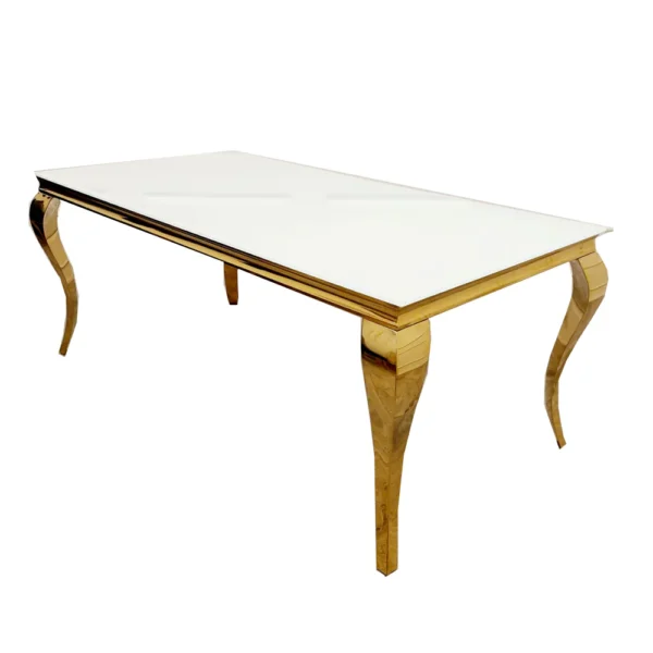 Louis Gold and White Marble 1.5m Dining Table - Image 3