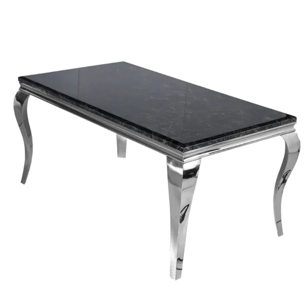 Louis Chrome Marble Dining Table In 7 Sizes & Colours - Image 2