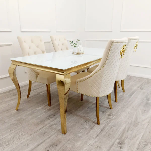 Louis Gold and White Marble 1.5m Dining Table