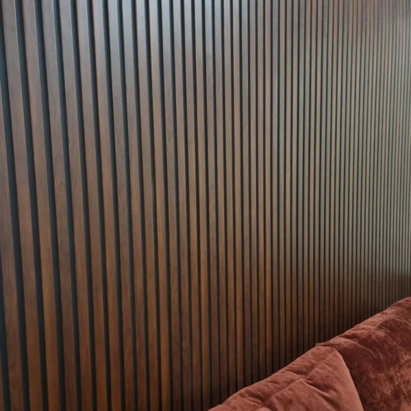 Wood Effect Slatted Veneer Dark Oak Wall Panels - Image 10