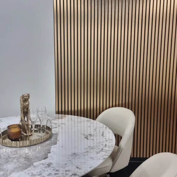 Wood Effect Slatted Veneer Dark Oak Wall Panels