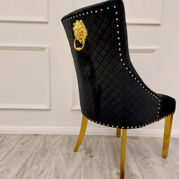 Bentley Gold Dining Chair In Black Velvet - Image 4