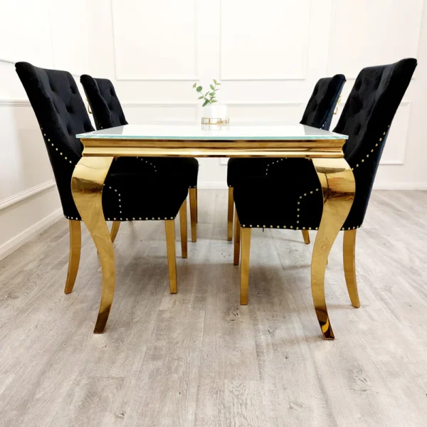 Bentley Gold Dining Chair In Black Velvet - Image 2