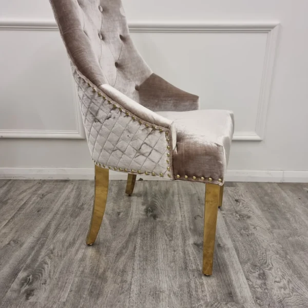 Bentley Gold Dining Chair In Beige Velvet - Image 2