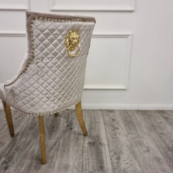 Bentley Gold Dining Chair In Beige Velvet - Image 4