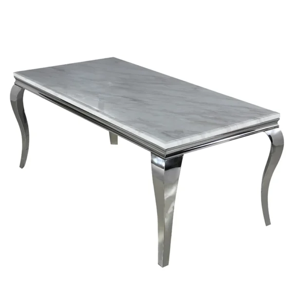 Louis Chrome Marble Dining Table In 7 Sizes & Colours - Image 5