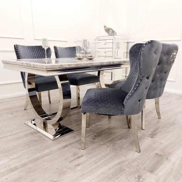 Arriana 1.8 Dining Table with 6 Chelsea Shimmer Chairs - Image 2