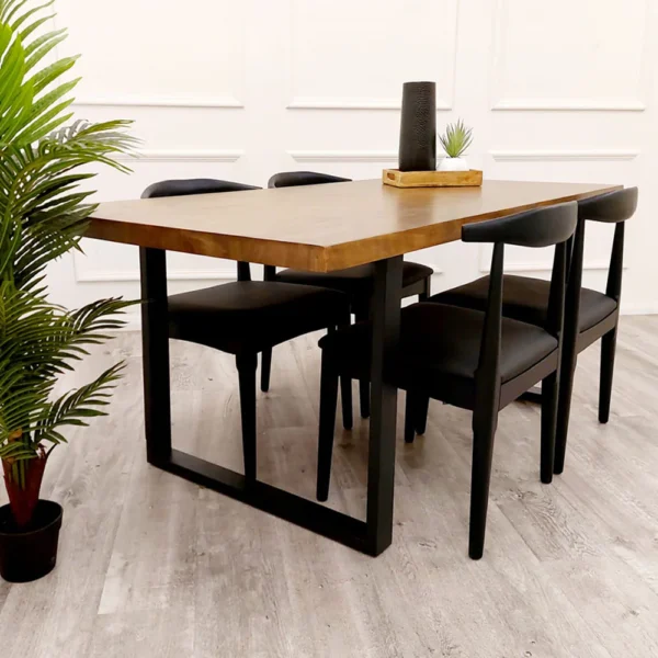 Freya 180cm Dining Table Solid Dark Pine Wood with Matt Black Metal Legs I 4-6 Seater - Image 10