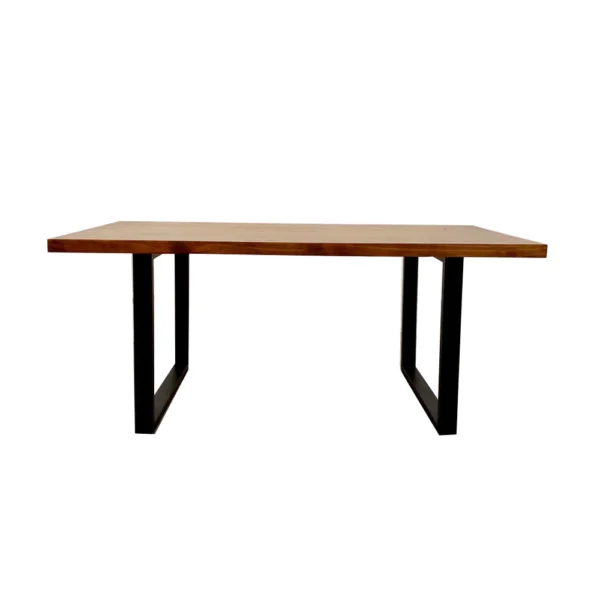 Freya 180cm Dining Table Solid Dark Pine Wood with Matt Black Metal Legs I 4-6 Seater