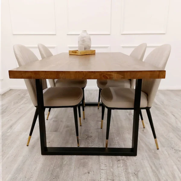 Freya 180cm Dining Table Solid Dark Pine Wood with Matt Black Metal Legs I 4-6 Seater - Image 9