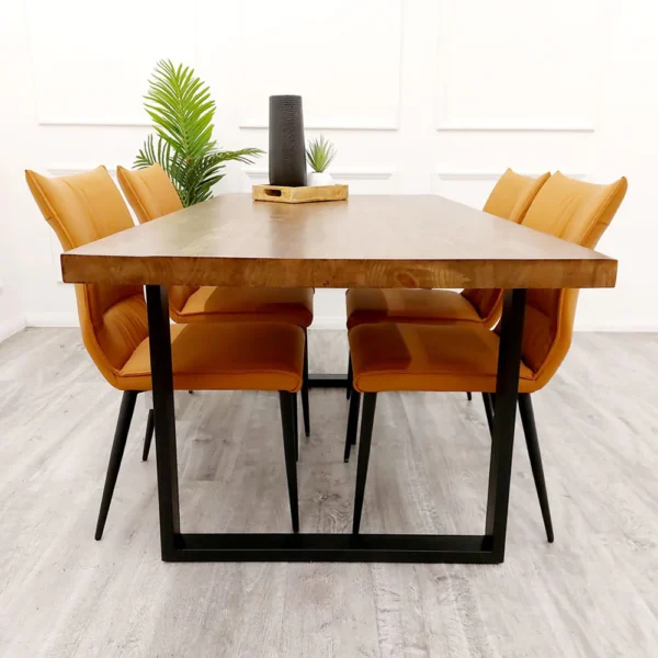 Freya 180cm Dining Table Solid Dark Pine Wood with Matt Black Metal Legs I 4-6 Seater - Image 8