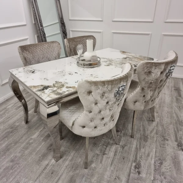 Louis Chrome Dining Table - Image 5