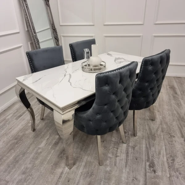 Louis Chrome Dining Table - Image 6