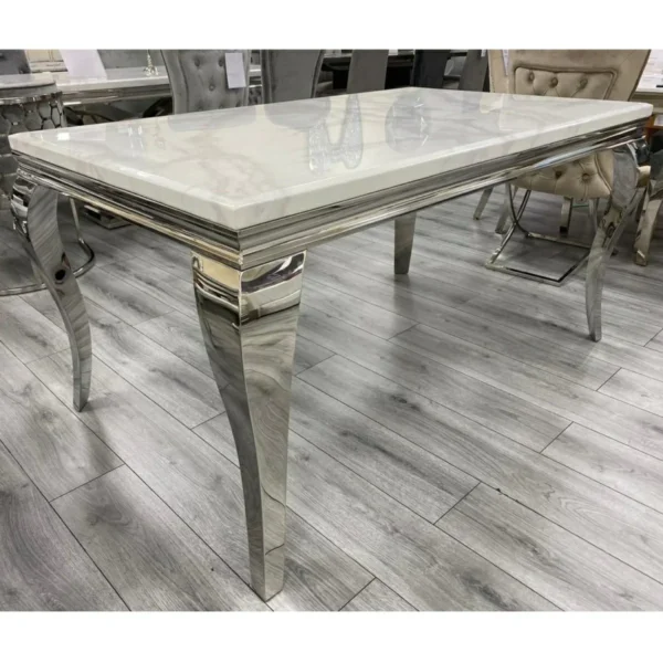 Louis 120CM Marble & Chrome Dining Table - 4 Colours - Image 2