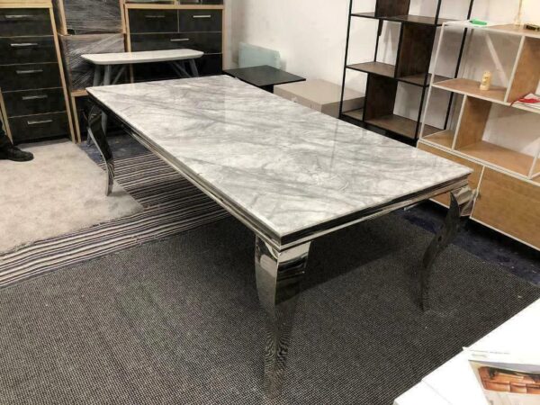 Louis 120CM Marble & Chrome Dining Table - 4 Colours - Image 3