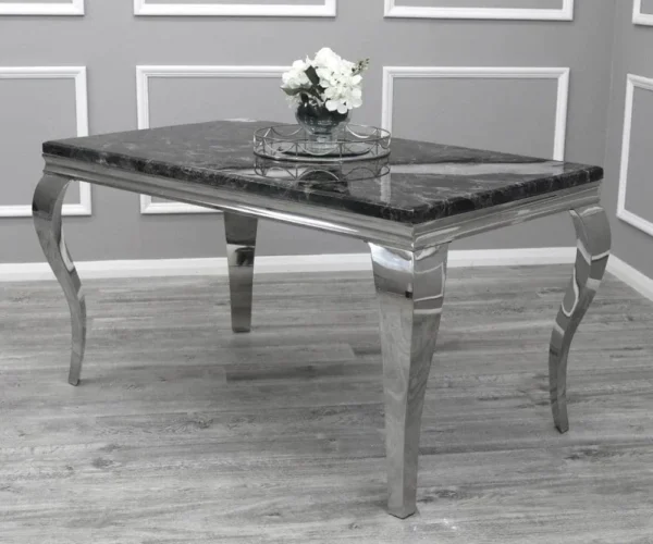 Louis 150CM Marble & Chrome Dining Table - 5 Colours - Image 2