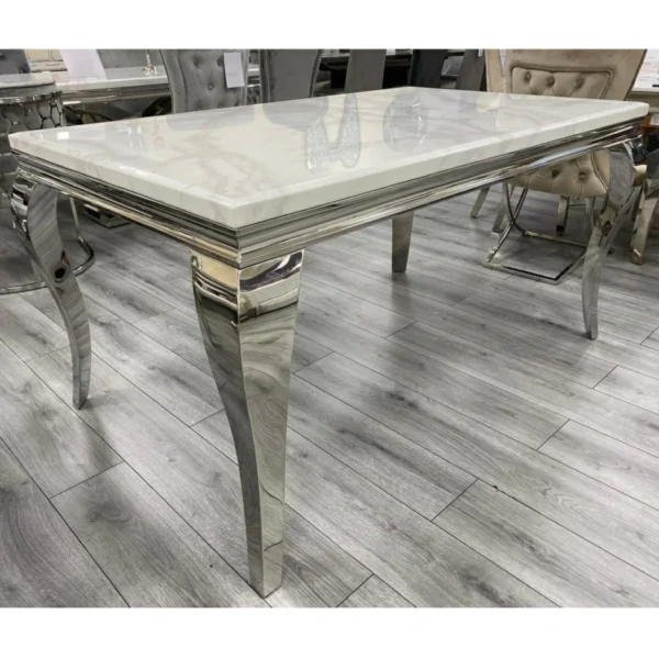 Louis 180CM Marble & Chrome Dining Table - 5 Colours - Image 2