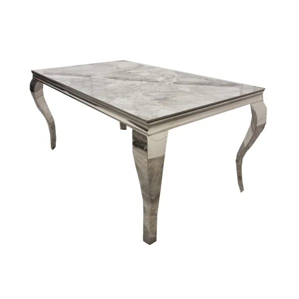 Louis Chrome Ceramic Marble & Chrome Dining Table 3 Colours - Image 4