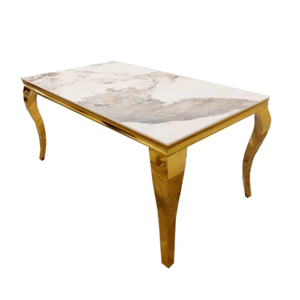 Louis Gold Ceramic Marble & Chrome Dining Table 3 Colours