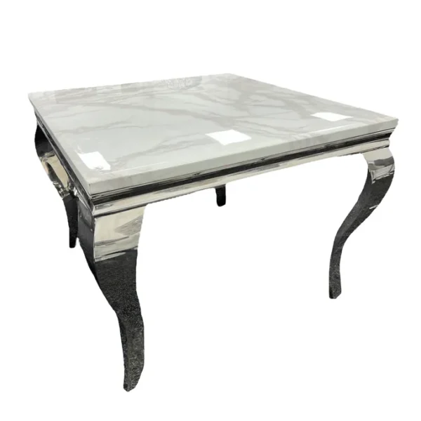 Louis 100cm Square Marble / Glass Dining Table In 5 Colours - Image 4